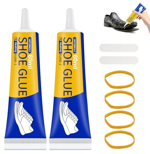 xolear 2 Stück Schuh Kleberm, Schuhkleber Extra Stark Wasserfest, Kleber für Schuhsohlen, Transparent Schuhsohlenkleber, Schuhkleber für Sneakers Sohlen Stiefel Leder Handtaschen und Mehr