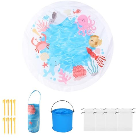 ICDKOYK Piscine pour Enfants avec Couverture de Plage pour Les Aventures Estivales, pataugeoire pour bébé, Piscine de Plage, pataugeoire pour Tout-Petits 2-N-1, Embonpoint, 1.4 m * 1.4 m