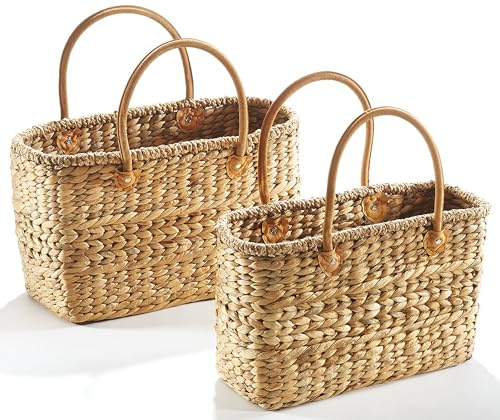 Kobolo 2er Set Taschen eckig aus Wasserhyazinthe