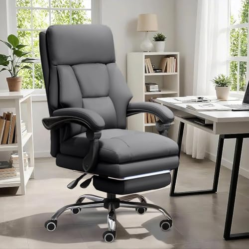 XUEGW Executive Office Chair with High Back, Ergonomic Recliner Computer Chair PU Leathe Gaming Chair, Heavy Duty Adjustable Height Home Office Chair with Foot Rest
