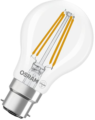 OSRAM Lámpara LED Star Classic, filamento de 5,9 W, luz fría B22d | LED Star Classic A 60 Filament, LED Lamps, Claro, 60 mm dia, 15000 h, Paquete de 6