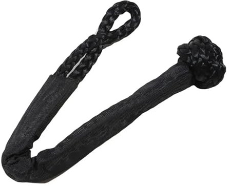 Synthetisches Windenseil-Kit Abschleppseil Auto Weicher Schäkel aus synthetischer Faser für die Fahrzeugbergung, Off-Road-Abschleppseile, Autoanhänger-Zugseil mit Schutzhülle(Black)