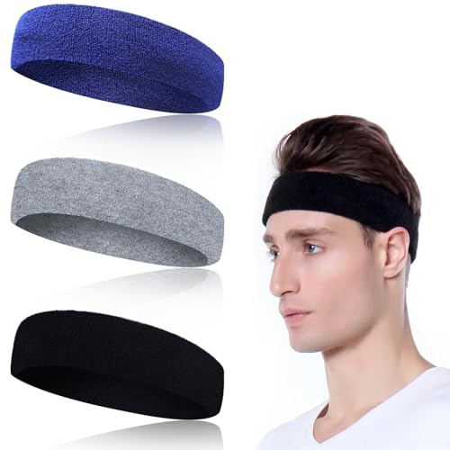 Teouuas 3 Fascia Capelli Sport, Unisex Fascia Sudore Fronte, Elastico Antiscivolo Sportiva Fasce Capelli, per Corsa, Ciclismo, Basket, Yoga, Fitness, Traspirante