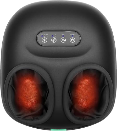 Medcursor Masseur Pieds Avec Chaleur, Appareil De Massage Des Pieds À Pétrissage Profond et Compression d’Air, Massage Shiatsu Des Pieds pour La Maison ou Le Bureau, Cadeau Femmes et Hommes (Noir)