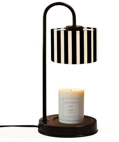 Candle Warmer Lamp UK with Timer Striped black white Jar Candles Electric Dimmable Wax Melts Warmer 4 Bulbs New Home House Warming Mothers Day Gifts for Mum