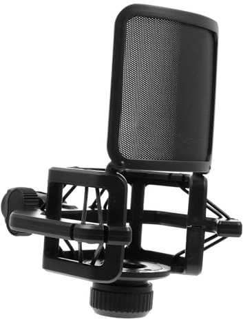 ULDIGI Mikrofon Shockmount Halterung mit Popschutz Schwarz Stoßdämpfende Mic Zubehör Einstellbarer Spuckschutz Filter für Vibrations Geräuschreduzierung bei Podcast und Studioaufnahme