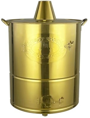 Generico Grande braciere in Acciaio Inossidabile Dorato per bracieri da Esterno, Design più Spesso per falò in Giardino, bruciatore Ideale per Carta e Foglie con Coperchio