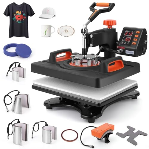 9 in 1 Heat Press Machine 30×38 Cm, Swing Away Heat Press for Sublimation, t Shirt Pressing Machine Multifunction, Heat Press Transfer Machine Combo for t-Shirt Hat Cap Mug Plate Cap