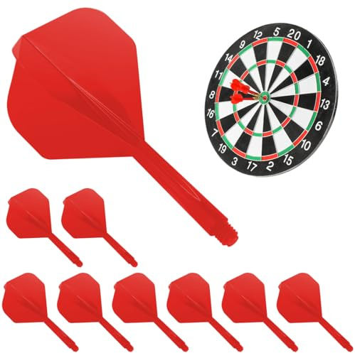 THQAE 9 Stück Dart Flights Mit Schaft Stabil Darts Zubehör, Dart Shafts und Flights, Darts Flights mit Schäfte, Flyer mit Schaft, für Dartpfeile mit 2BA Gewinde (Rot)
