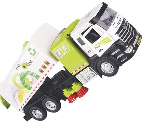 BABIBAOBEI Large Scale Alloy Vacuum Sweeper Truck Model Toy with Realistic Particulars Manual Action Educational for Kids Friendly Toy