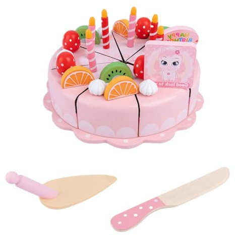 Gatuida Wooden ’s Cake Cutting Set for Pretend Play Kitchen Educational Playhouse Plaything for Boys