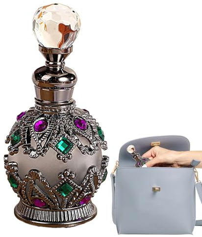 Botella de perfume recargable, botellas de perfume vacías, Botella de atomizador portátil con incrustaciones con joyas, Atomizer Vials, lujoso contenedor de almacenamiento decorativo para mujeres adul