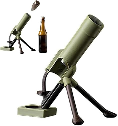 Mortaio Apribottiglie, Apribottiglie di birra, 51 mm, divertente apribottiglie per mortaio e birra, a mani libere, tattico, decorazione per casa, feste, bar (Verde)