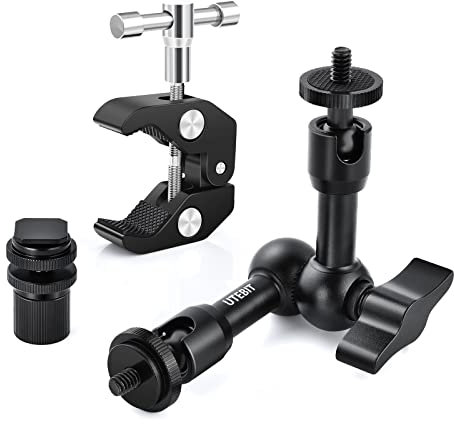 UTEBIT Bras Articule Magic de 7 Pouces, Bras Moniteur Magique Bras Friction Reglable avec Pince à Crabe +Hot Shoe Kit Vis pour Trépied DSLR Photographie Vidéo Caméra Lumière LED Flash Ecran LCD…