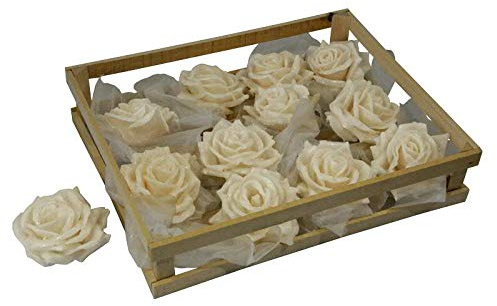 Klocke Kerzen Wunderschöne & Große Wachsrosen/Rosen - 12 Stück - Ø 10cm - Wasserfest - Tischdekoration - Dekoration Herbstfloristik/Allerheiligen/Deko - Grabgesteck Totensonntag (Creme, Ø 10cm)
