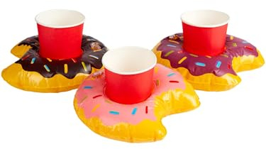 Inflatable Donut Drink Holder Ring, Assorted Colours, 3pcs, 20cm/8in