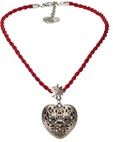 Alpenflüstern Kordel-Trachtenkette Trachtenherzerl - Damen-Trachtenschmuck Dirndlkette in traditionellen Farben DHK243