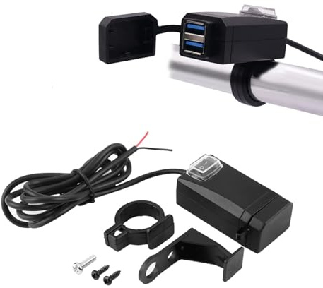 Aramox - Cargador Universal de teléfono para Moto, 12-24 V, con Interruptor Doble, Adaptador de Enchufe USB QC3.0, Carga rápida