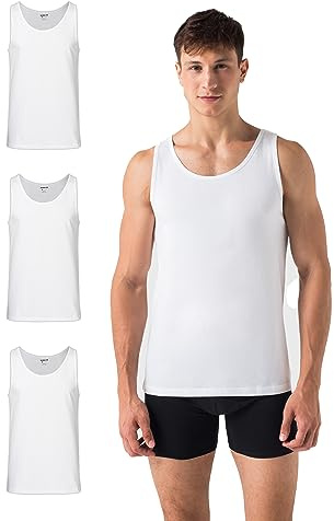 Burnell & Son – undertröja herr 3-pack – tanktopp armhålor av stretch bomull – herrundertröjor slim fit i vitt och svart – linne, 3 x vit, XL