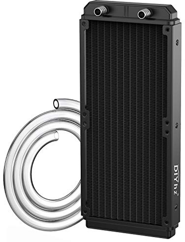 DIYhz - Radiateur de refroidissement à eau pour ordinateur, échangeur de chaleur en aluminium avec 12 tuyaux, radiateur de refroidissement liquide pour dissipateur thermique 240 mm pour système de
