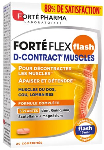 Forté Pharma - Forté Flex Flash D'Contract Muscles - Complément Alimentaire Décontractant Musculaire Détente des muscles - Quinquina Magnésium Sureau Prêle - 20 comprimés, 2/jour