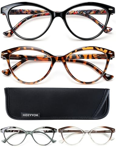 HEEYYOK Reading Glasses Womens Floral/Flower Pattern Cat Eye Ladies Readers Glasses +0.75 Comfortable Colorful Lightweigth Frame