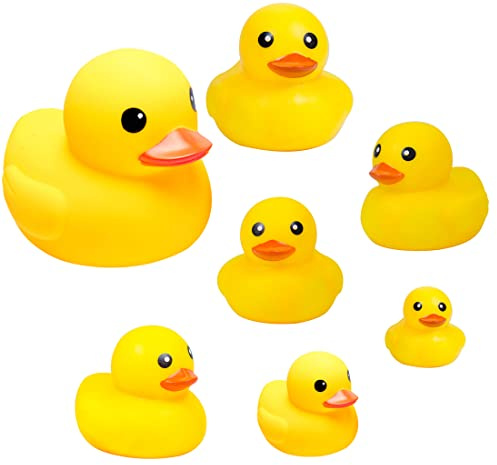 CICITOYWO Yellow Rubber Ducks, 7pcs Preschool Large Bath Toys Bathtub Floating Duckies Gift for Baby Shower Infants Kids Toddler Party Decoration (Medium)