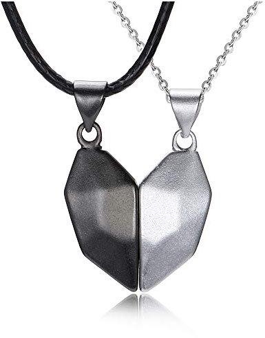 Jovivi Magnetische Yin Yang Kette Herz Puzzle Anhänger mit Gravur Partnerketten Halskette für Paare Partner Geschenke