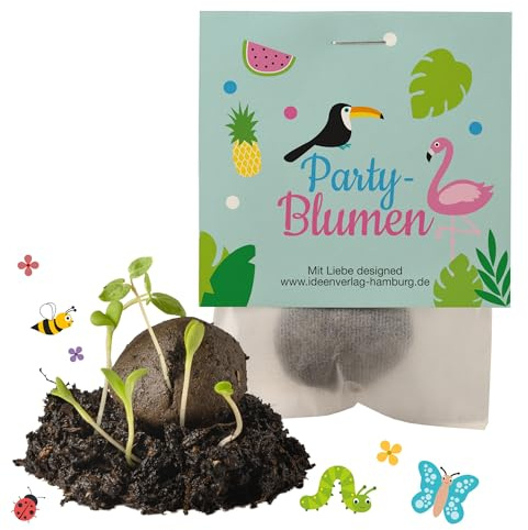 10x Flamingo/Tropical Samenbomben/Saatbomben Geschenk/Dankeschön Geschenk für Gäste, Kollegen & Kinder - Mitgebsel & Mitbringsel als kleines Dankeschön