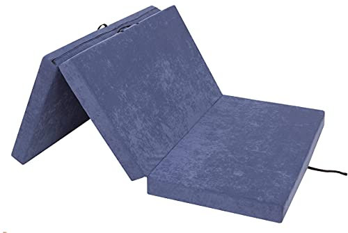 Bequeme Klappmatratze – Komfortable Matratze & Isomatte für Gäste, Camping, Auto & Zuhause | Gästebett & Feldbett | 200 x 120 cm, Denim