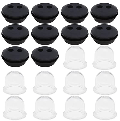 EMSea Lot de 10 œillets en Caoutchouc 2 Trous pour Joint de réservoir de Carburant et 10 Ampoules d'amorçage de Carburant à Essence 22 mm Pompe de carburateur pour tondeuses à Gazon, scies à chaîne