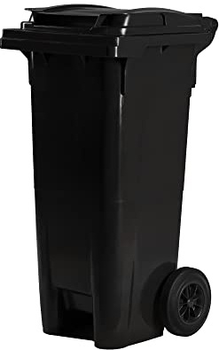 Hardwex Mülltonne mit 2 Rädern und Deckel, Müllgroßbehälter, Abfalltonne, Mülleimer, Volumen: 80 Liter, Farbe: Grau, Größe: 935 x 445 x 522 mm