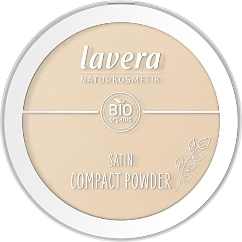 lavera Satin Compact Powder Medium 02 – veganes Gesichtspuder für ein mattes Finish & natürliche Abdeckung – Naturkosmetik mit Bio-Mandelöl & Bio-Reispulver – ohne Silikone & Mikroplastik – 9 g