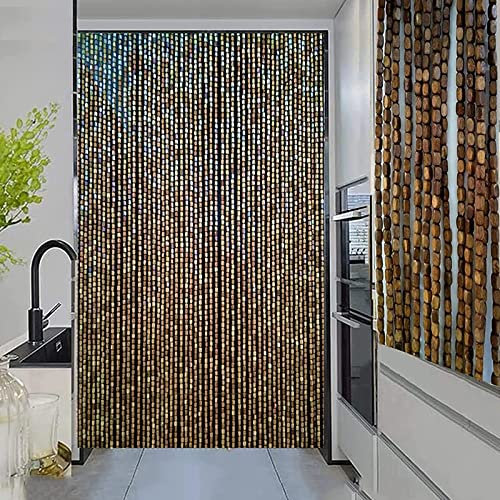 Hölzern Perlenvorhang,Bambusvorhang Perlenvorhang,Hängender Dauerhaft Türvorhang Dekoration Teilervorhang,Balkontür,für Haus,Eingang,Wohnzimmer,Cafe,Restaurant,Anpassbar (120x200cm(120 Stränge))