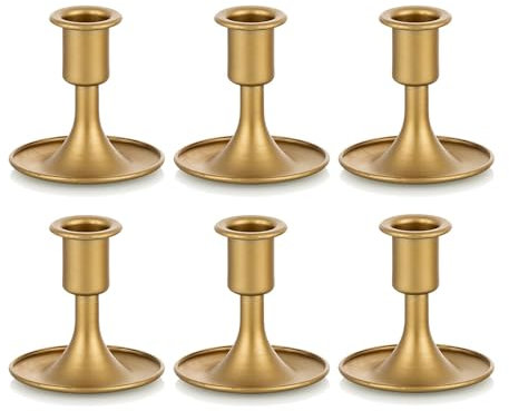 Kerzenständer Gold Kerzenhalter Stabkerzen Metall: Romadedi 6er Set Goldene Stabkerzenhalter Kleine für Hochzeit Party Tischdeko Weihnachten Adventskranz Modern Tisch Deko Wohnzimmer