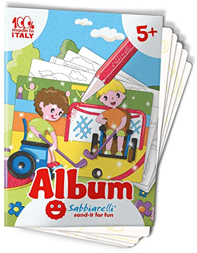 Sabbiarelli – Album Un Mondo a Colori | Fogli Adesivi per Sand Art | Contiene 5 Disegni Adesivi A5 | 100% Made in Italy | Lavoretti Creativi | Bambini 5-12 anni | SABBIA COLORATA NON INCLUSA
