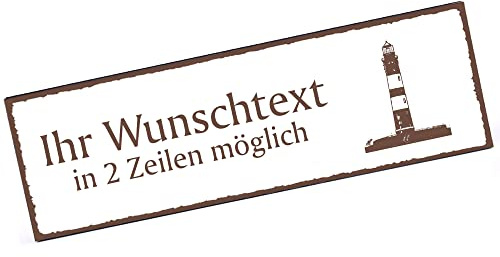 Türschild Insel Amrum Leuchtturm Namensschild personalisiert mit Gravur- 150mm x 50mm - selbstklebend