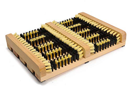 BARGAIN4ALL Wooden Boot Scraper Large Jack with Brush – Outdoor Shoe Cleaner – Garden Kitchen Patio Carpet Doormats – Removes All Dirt, Snow, Mud and Sand – Extra-Wide Boot Brush