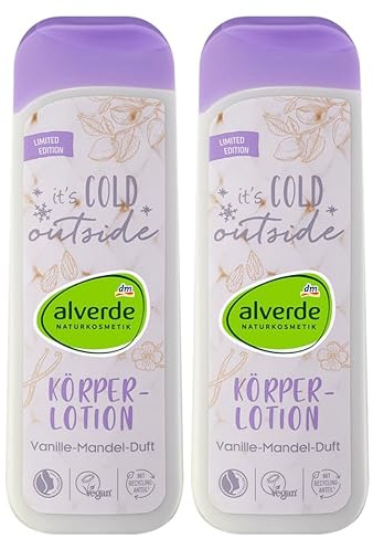 alverde Naturkosmetik 2er-Set Hautpflege: Körperlotion It's Cold Outside Bodylotion mit Vanille-Mandel-Duft, Mandel-Öl & Sheabutter für samtweiches Hautgefühl, zieht schnell ein, 2 x 250 ml (500 ml)