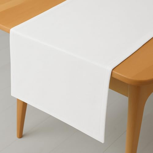 DecoHomeTextil Leinen Optik Tischläufer Läufer Eckig 40 x 100 cm Weiß Abwaschbar Wasserabweisend Fleckschutz Pflegeleicht mit Saumrand