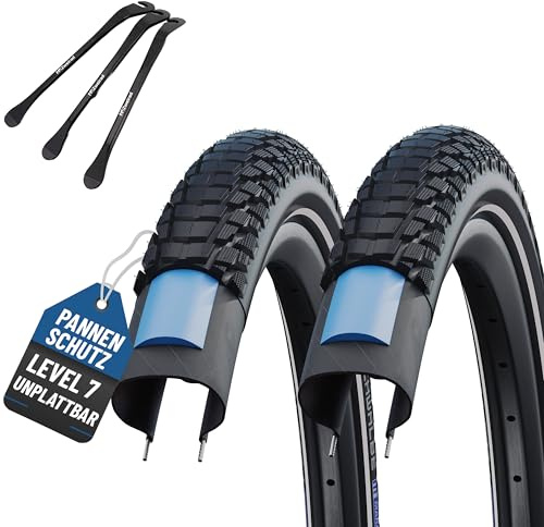 2er Set Schwalbe Reifen Marathon Plus Tour Smart Guard 27.5/28 x1,40/1,50/1.75/2.15 Zoll (55-584)(37-622)(40-622)(47-622) Schlauch wählbar + Reifenheber