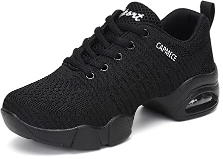 Jazz sportskor dam Zumba Athletic sport dansträningsskor snörning nät luftkudde fitness dam sneakers, Svart 21, 35 EU