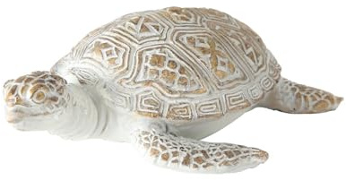 ReWu Figur Dekofigur Quila Schildkröte Kunstharz Dekoaufsteller Braun Weiß 1-Stück Skulptur Wohndekoration 14 x 10 x 4,5 cm