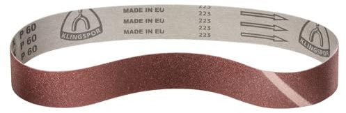 Klingspor Corindón – 35 x 650 mm – Grano P40 – 20 unidades – para madera y metal – Base de tejido semiflexible resistente – Bandas de lijado profesional para lijadora de cinta tubular