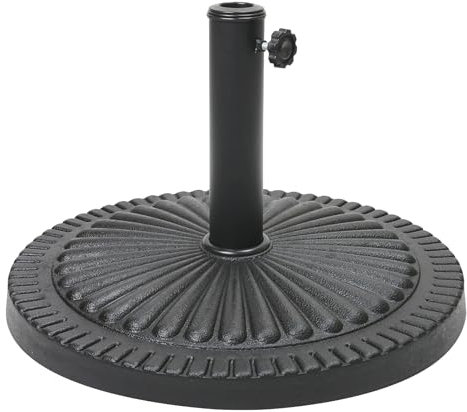 Crystals 14kg Heavy Duty Parasol Base Furniture Garden Umbrella Round Stand - Plastic Cement Garden Patio Furniture Stand for Umbrella Canopy Gazebo Awning - Black