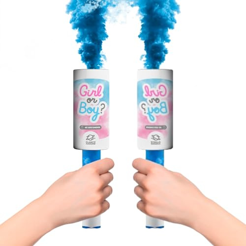 PLANETE FUMIGENE Lot de 2 Fumigènes à main BABY SHOWER GARÇON (Bleu) 45 Sec - Fumigene Torche couleur à tenir en main durée 45 secondes, Allumage Frottoir pour la révélation du sexe Gender Reveal
