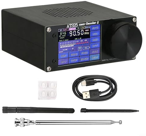 Receptor de radio de banda completa, radios de onda corta, radios con función de pantalla táctil de 2.4 pulgadas, decodificador ATS25 Max II para LSB, AM, USB, CW, DIGI, ATS25 Max Decoder II