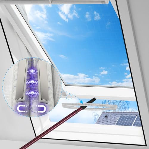 BKSAI Moustiquaire Fenetre anti moustique sans Percage Adhésif Toile Moustiquaire jusqu'à 130X100 cm découpable individuellement Rideau anti mouch Barrage aux insectes