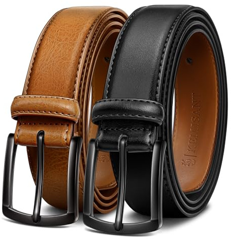 KEMISANT Gürtel Herren 2er, Ledergürtel Herren 35mm | Herrengürtel für Anzug,Freizeit,Golf und Jeans