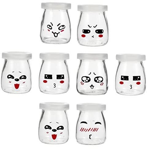 Alipis 8piezas Frascos De Vidrio Para Yogurt Colores Surtidos Tapa Hermética Perfectos Para Gelatina y Pudín Diy